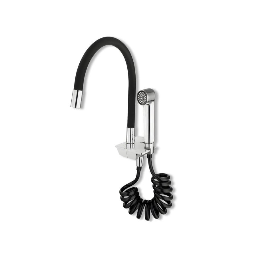 Rinzer Piano Silver Kitchen Sink Mixer Tap with Hand Shower