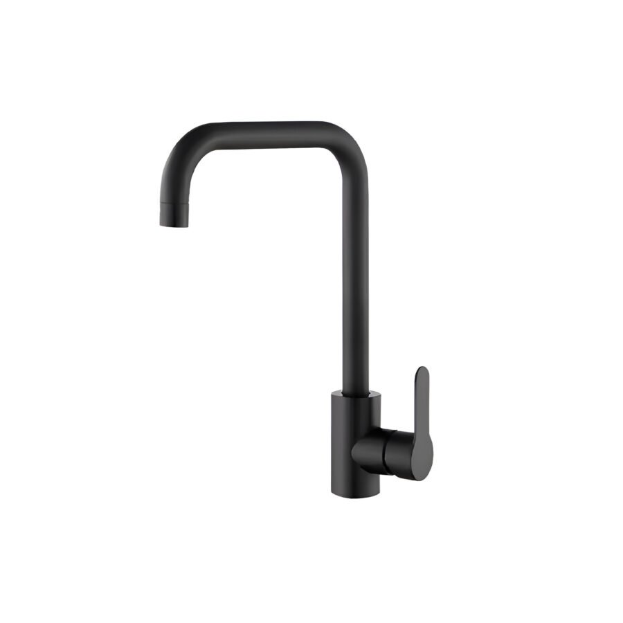 Rivera Black Kitchen Sink Mixer Tap with L-Bend Swivel Spout