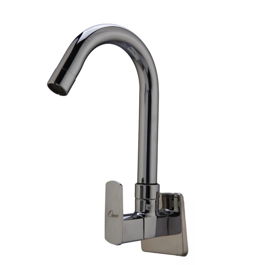 Quadra Wall Mount Kitchen Sink Tap with Swivel Spout (Sink Cock)