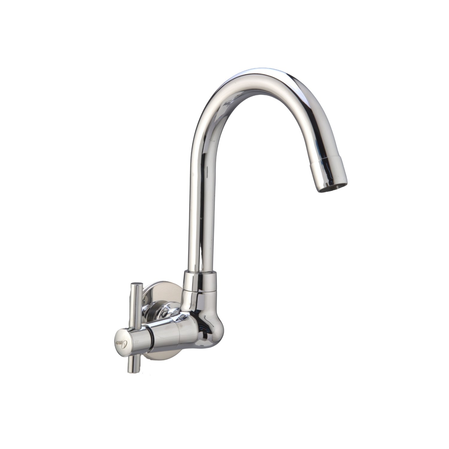 Pinnacle Wall Mount (Left-Knob) Kitchen Sink Tap with Swivel Spout (Sink Cock - Left Knowb - Brass)