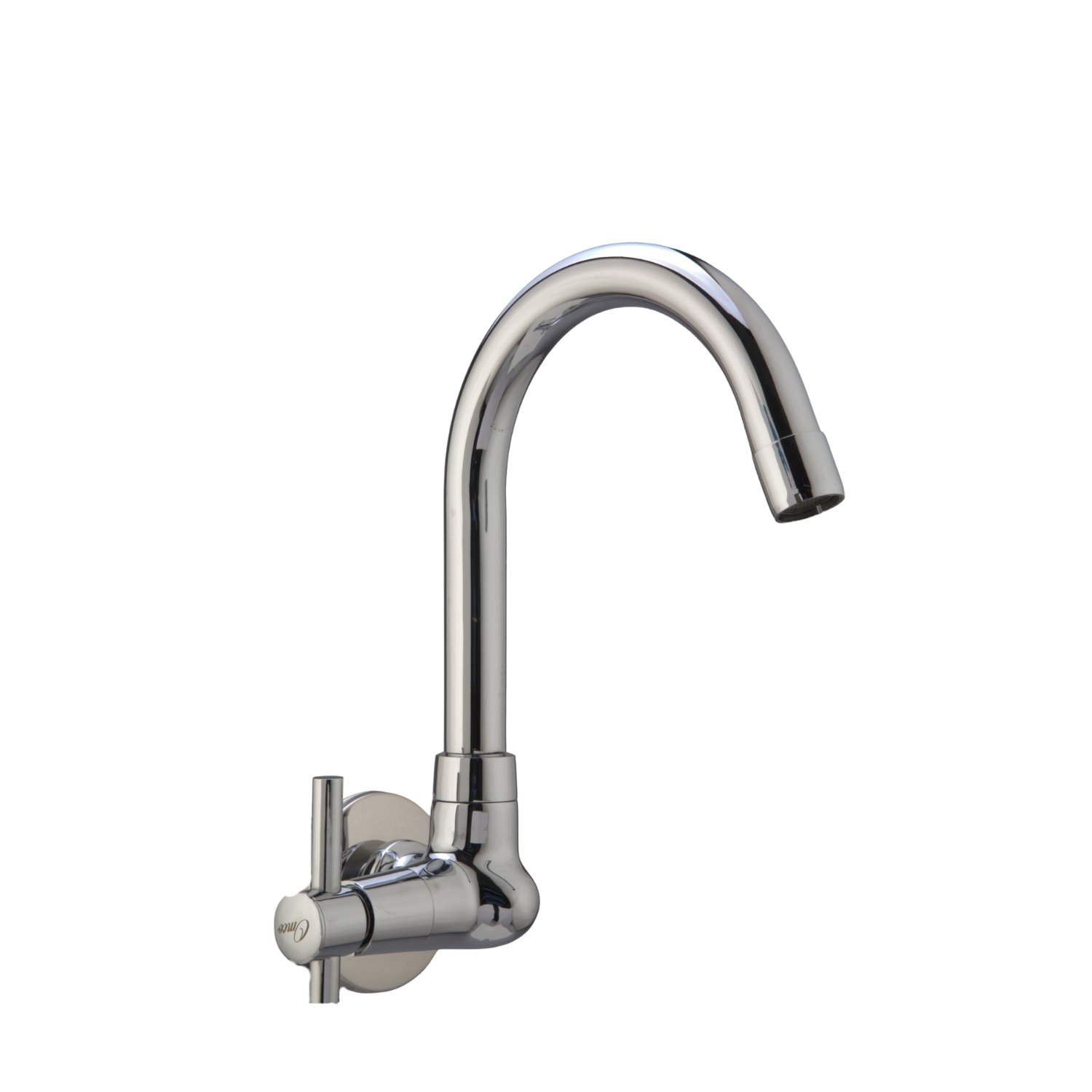 Pinnacle Wall Mount (Left-Knob) Kitchen Sink Tap with Swivel Spout (Sink Cock - Left Knowb - Brass) - Image 2