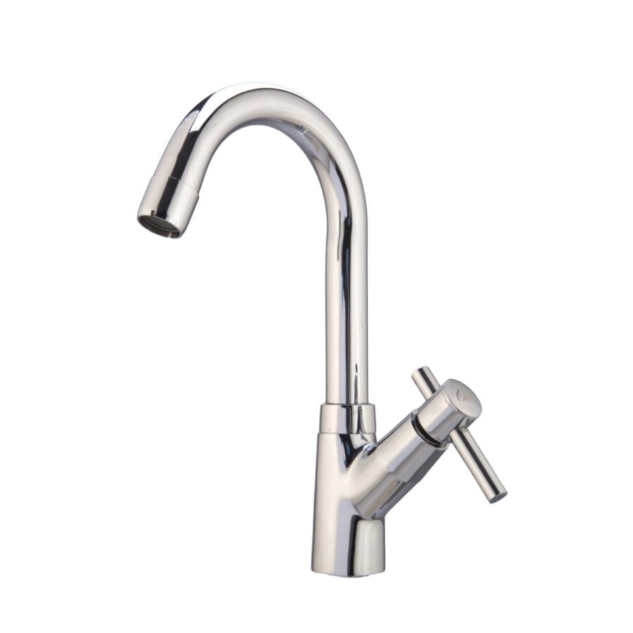 Pinnacle Table Mount Kitchen Sink Tap with Swivel Spout (Swan Neck - Brass)