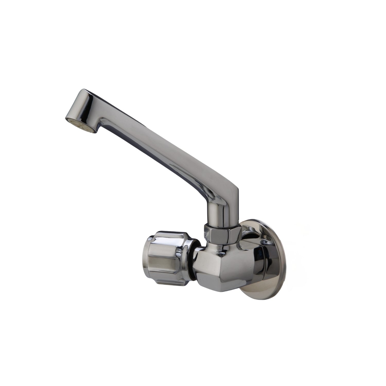 Deluxe Wall Mount Jumbo (Left-Knob) Kitchen Sink Tap with Swivel Spout