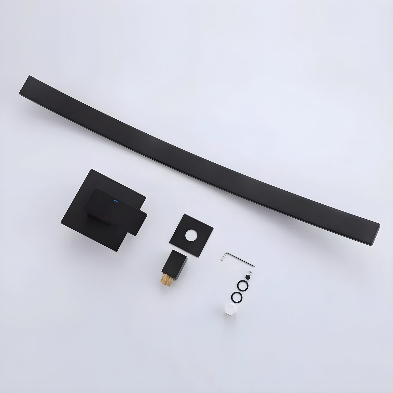 Arc Matte Black Wall-Mount Wash Basin Mixer Tap with Diverter - Image 3