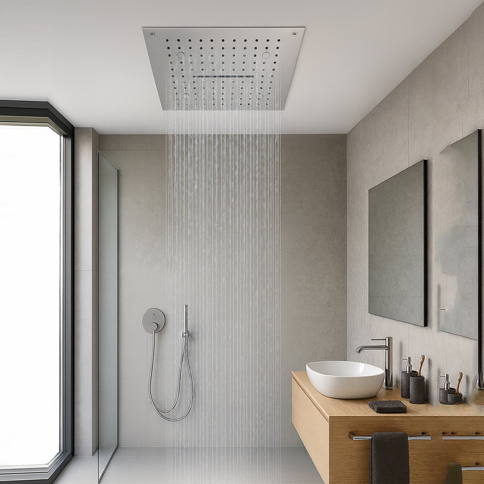 Cloud Triple Flow - Rain, Mist, Waterfall Luxury Spa Ceiling Shower (24x24 inches) - Image 2