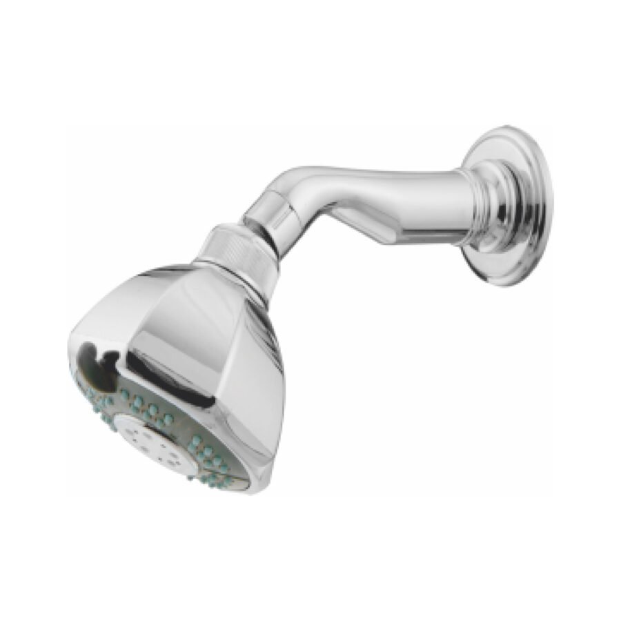 Hexagon Overhead Shower with Brass Shower Arm (6 inches)