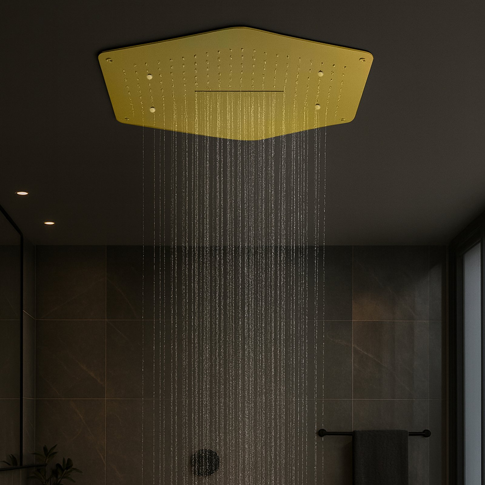 Hexon Gold Triple Flow - Rain, Mist, Waterfall Luxury Spa Ceiling Shower (19x14 inches) - Image 2