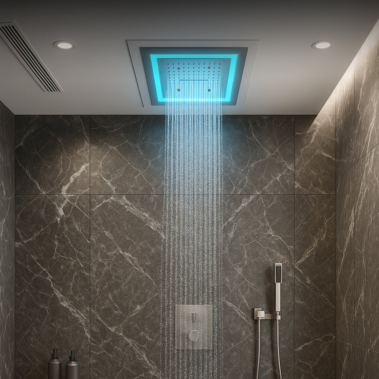 Lumina LED Triple Flow - Rain, Mist, Waterfall Luxury Spa Ceiling Shower (18x18 inches) - Image 2