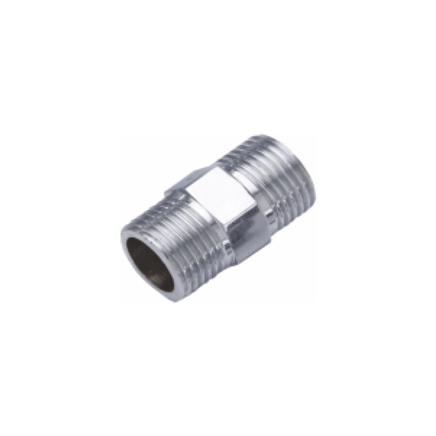 CP Hex Nipple (15mm) - Solid Brass Triple-Layer Chrome-Plated Plumbing Connector