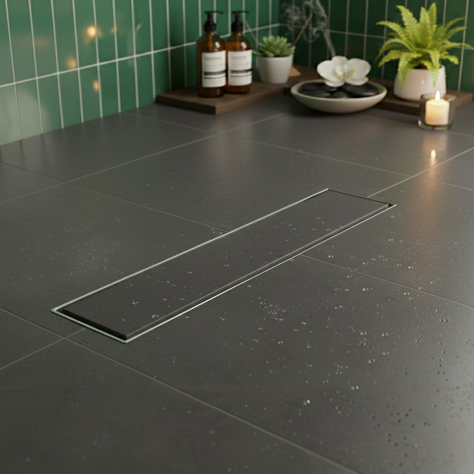 Tile-Insert 304-SS (18x4 inches) Shower Drain Channel with Cockroach Trap - Centre Hole