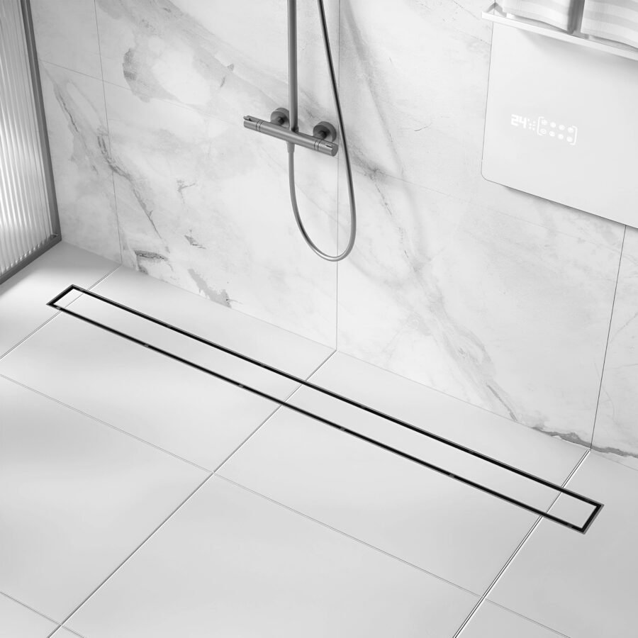Tile-Insert 304-SS (48x4 inches) Shower Drain Channel with Cockroach Trap - Side Hole